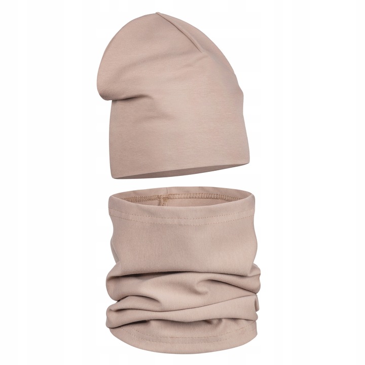 Set caciula si fular, Majka, 50/54, bumbac, pentru copii, culoare: brun