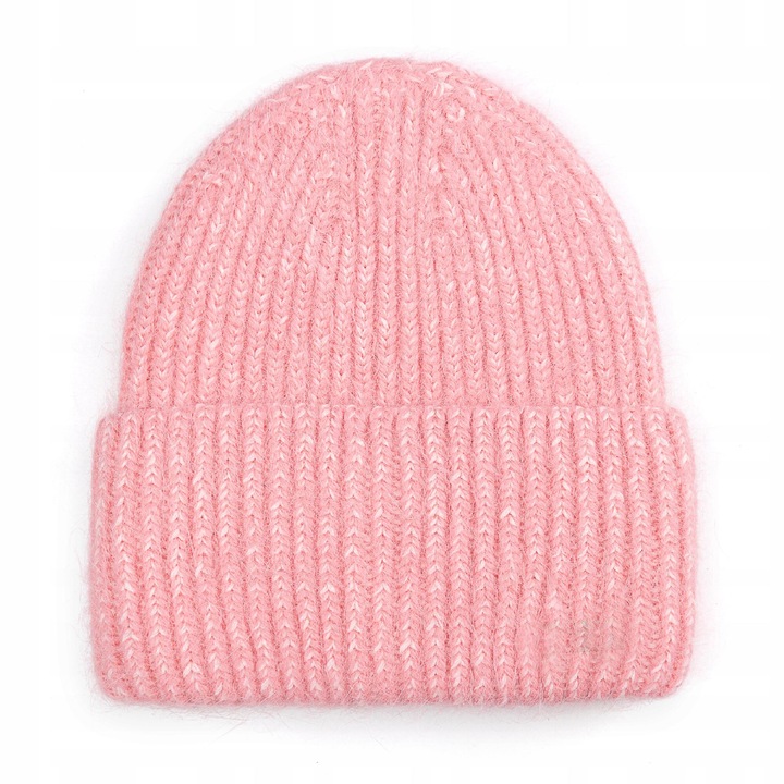 Caciula dama beanie, Majka, 60% angora, brzoskwinie, 21x22cm