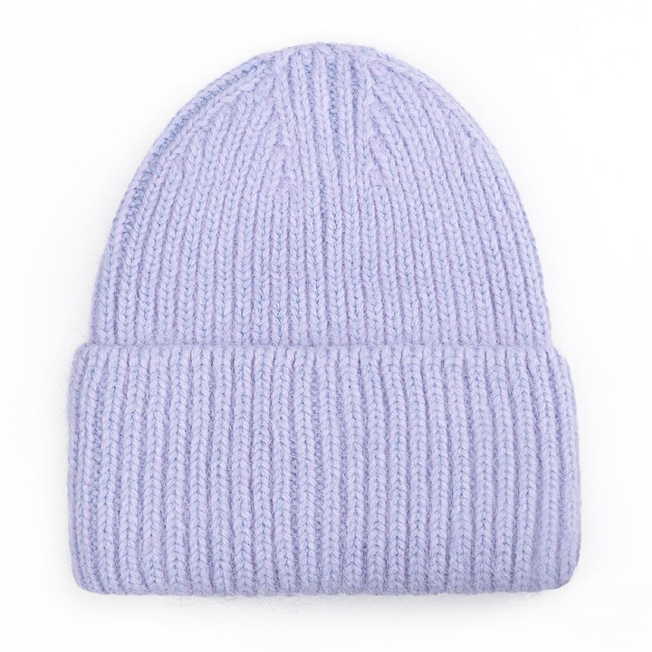 Caciula dama beanie, Majka, 60% angora, violet, 21x22cm
