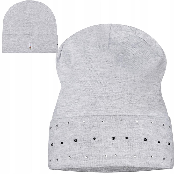 Детска шапка Майка 38/40 сива декорирана с дантела