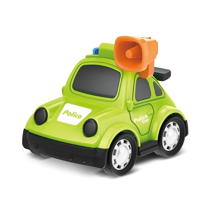 Oktató rendőrautó gyerekeknek, aranyos kivitel, zöld, 3-11 éves korig