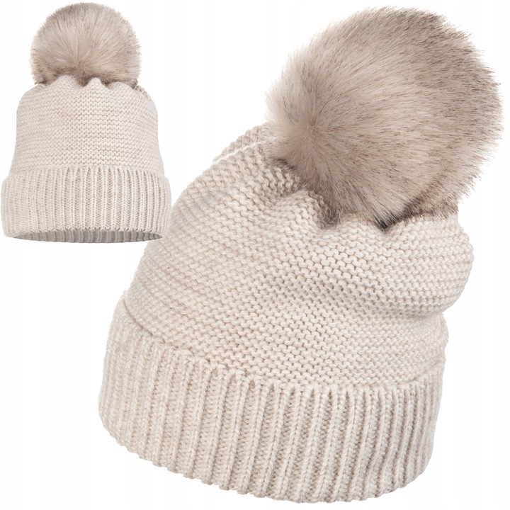 Caciula dama, Majka, bej, 80% acril, 22x21cm