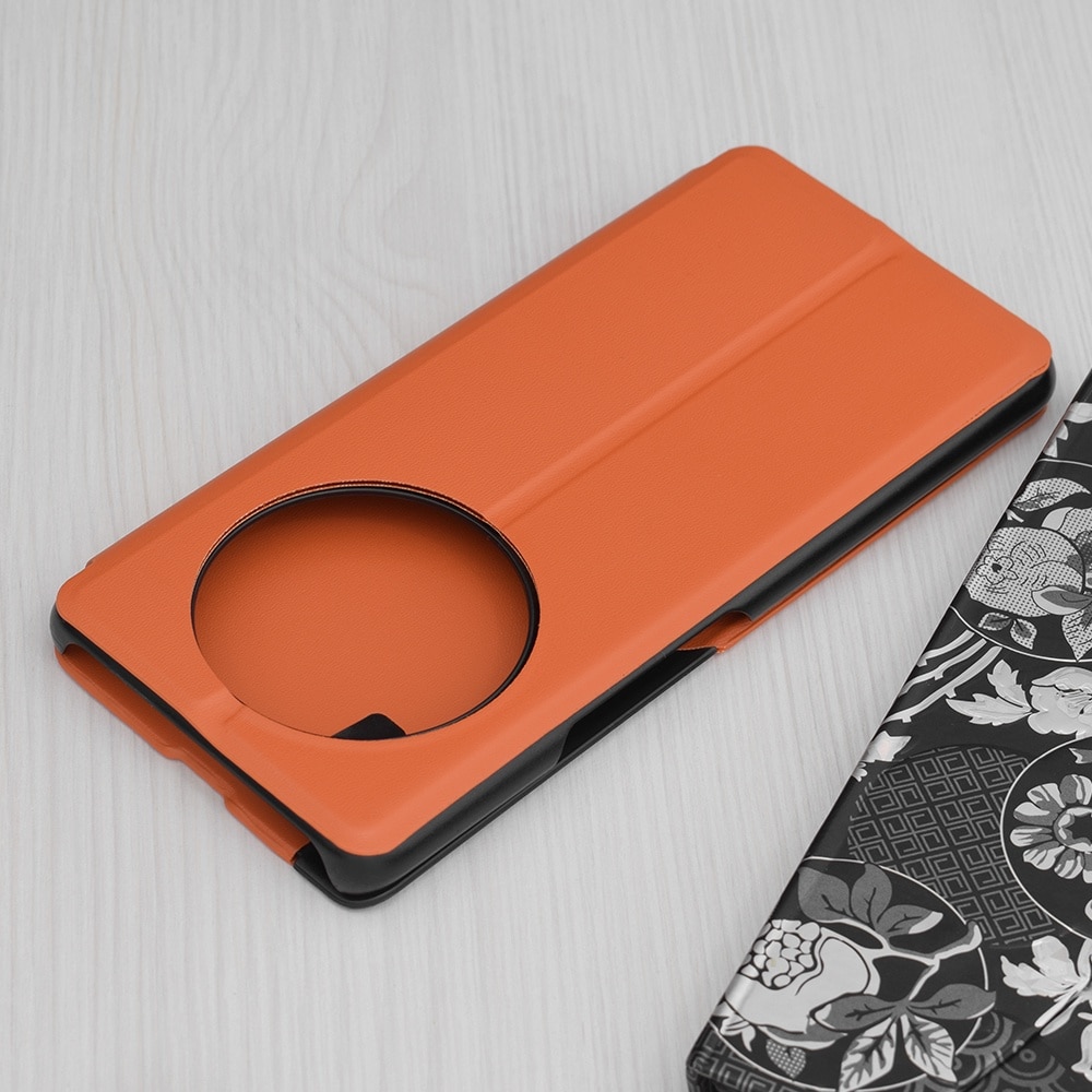 Husa pentru Honor Magic 7 Lite Tip Carte, S-View, Functie de Stand, Calitate Premium, Antisoc, Protectie Sporita, Portocaliu