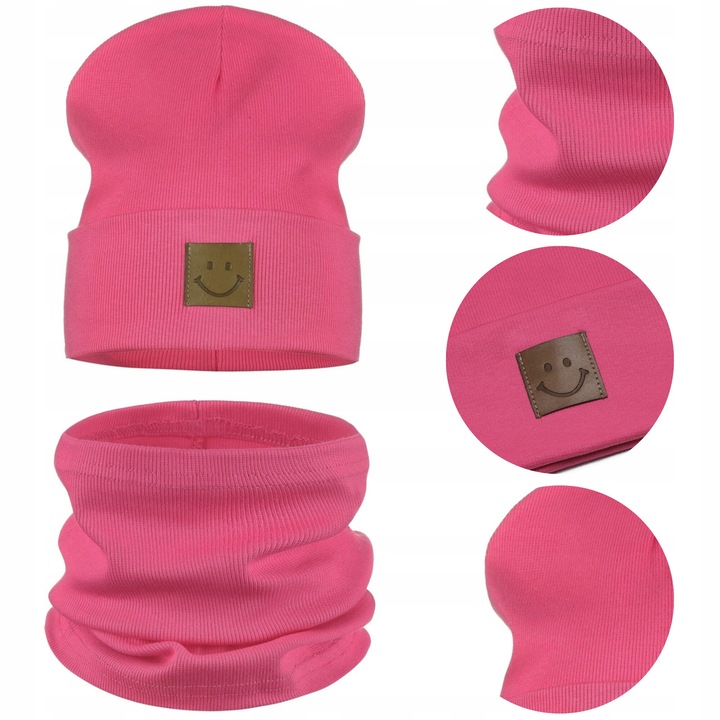 Детска шапка и шал Майка комплект розов 48-52 см