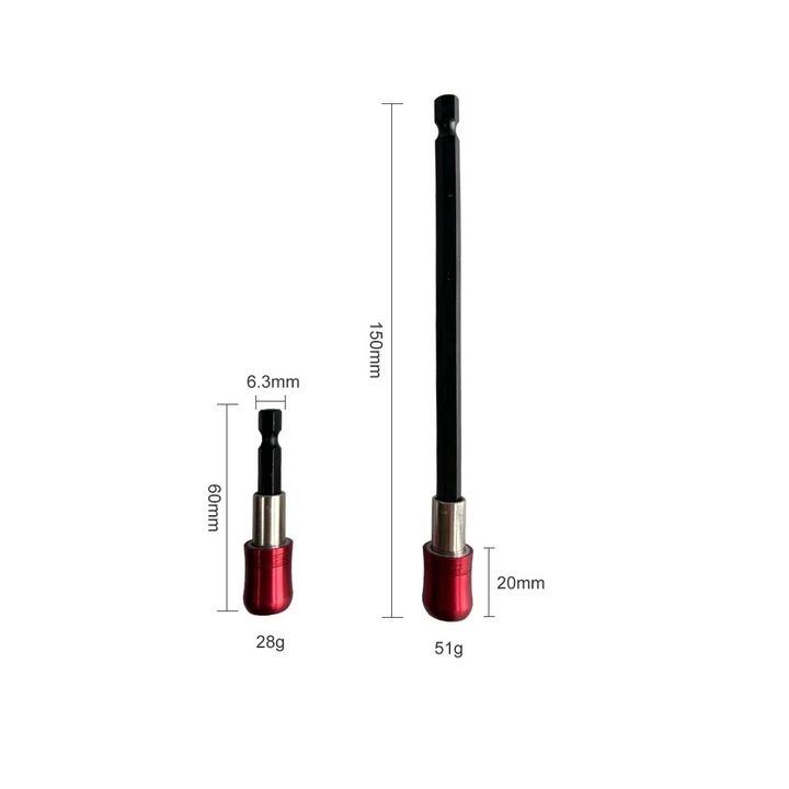 Set 2 Adaptoare magnetice pentru biti, 1/4", lungimi 60 mm, 150 mm