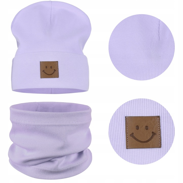 Детска шапка и шал Майка комплект 95% памук лилав 48-52см