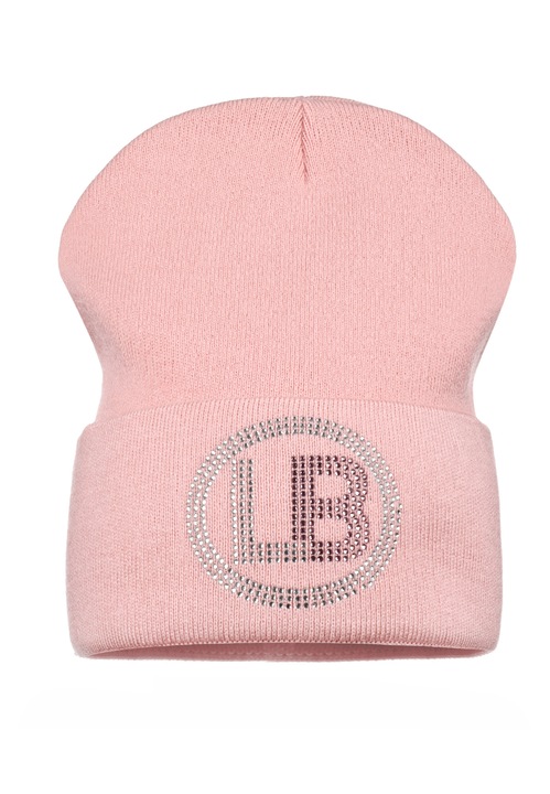 Розова дамска шапка Majka, изчистена, с декоративно лого, 100% акрил
