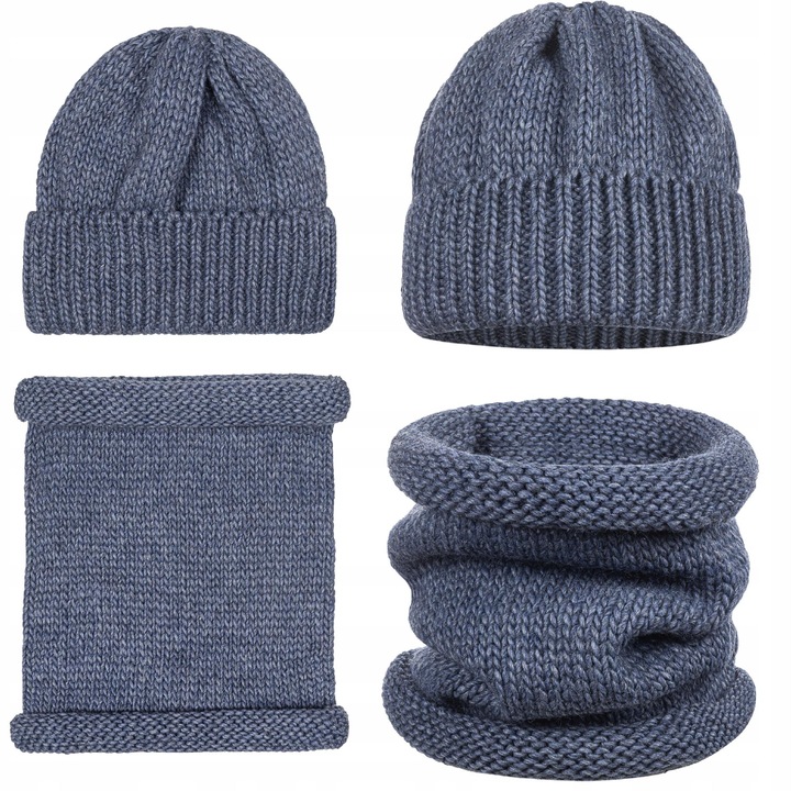 Set caciula si komin dama, Majka, 15% lana, 15% alpaca, jeans, universal