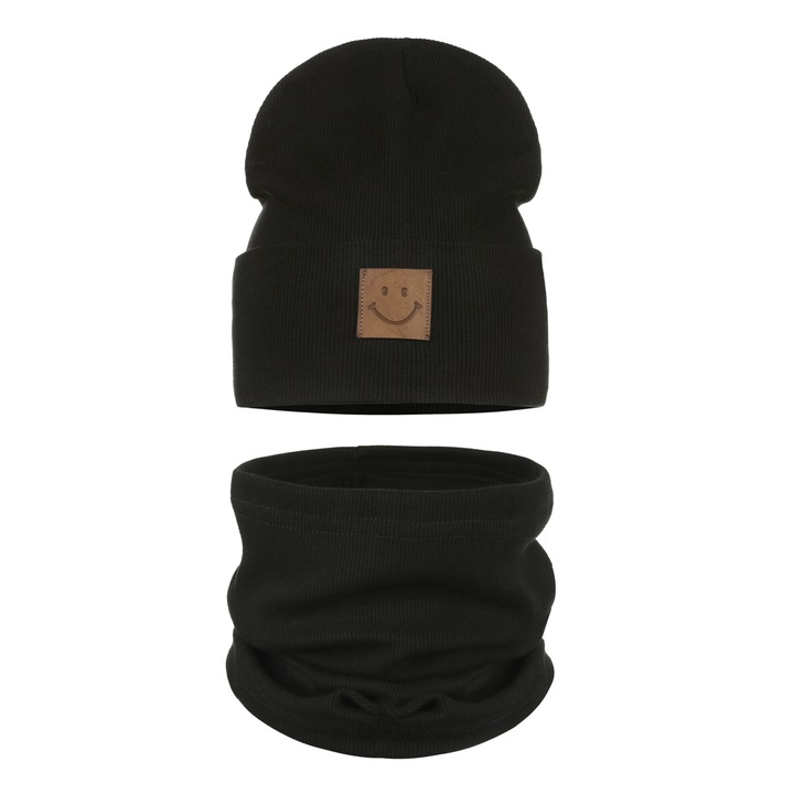 Детска шапка и шал Майка комплект черен 40-46 95% памук