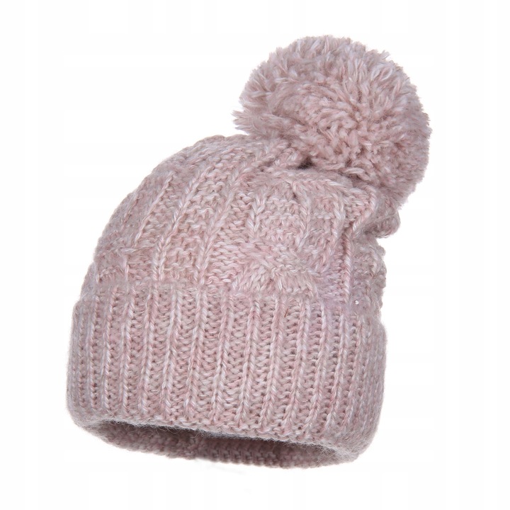 Caciula dama, Majka, zima, bej, universala, cu pompon, 75% acril, 12% poliamida, 8% angora, 5% lana