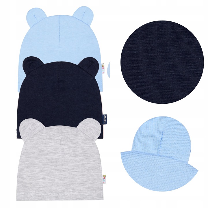 Комплект от 3 бебешки шапки, Майка, Памук, 38-40 см