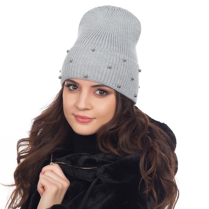 Дамска шапка бини Майка топла сива универсален размер
