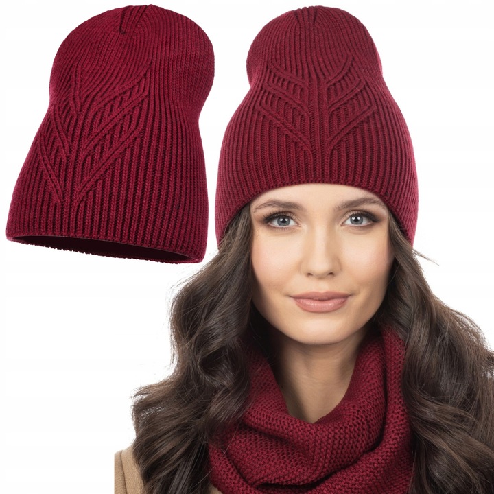 Дамска топла шапка Майка бордо, мека материя, универсален размер