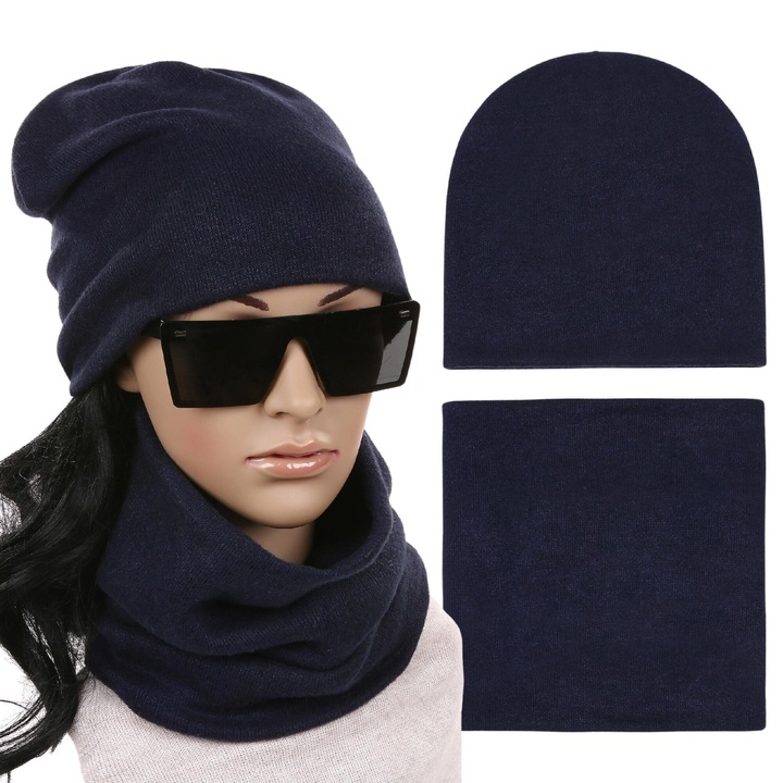 Caciula beanie si komin, Majka, granat, universal