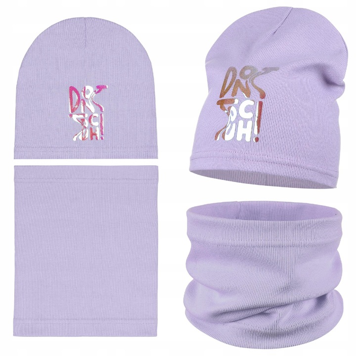 Set caciula si fular, Majka, violet, 40/46, 95% bumbac