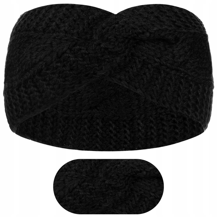 Дамска лента за глава, Майка, черна, 11 см, материал акрил, размери 2х23 см