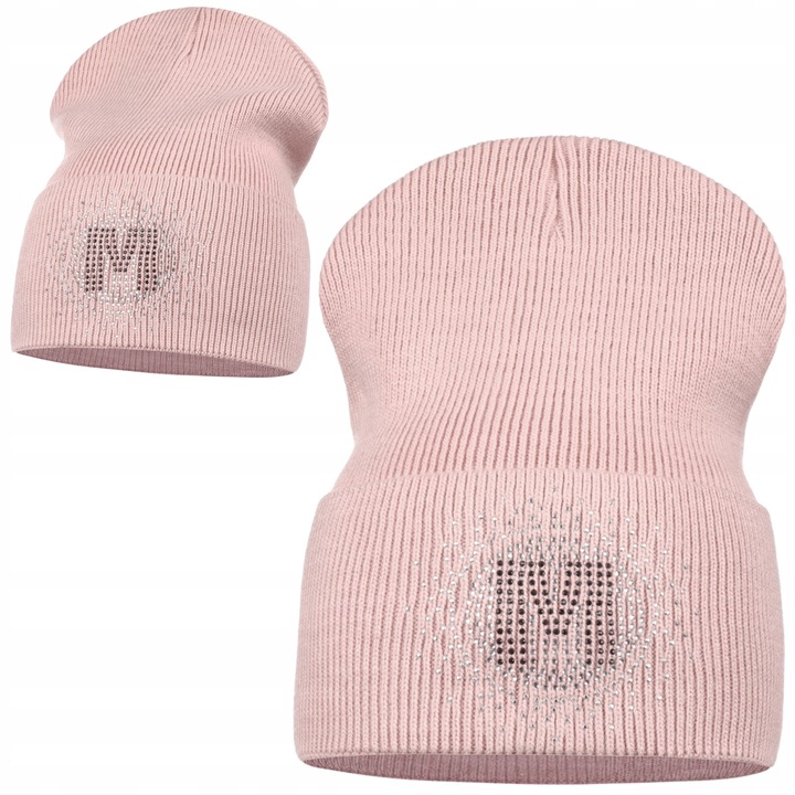 Дамска шапка, Майка, розова, изчистена, бини, 100% акрил