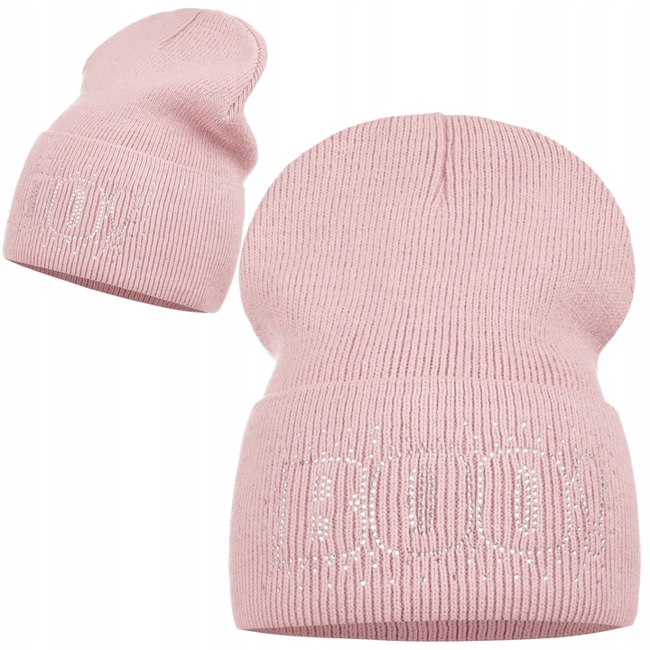Дамска шапка бийни, Майка, розова, 100% акрил, универсален размер