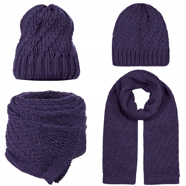 Set caciula beanie si fular, Majka, 75% acril, 15% nylon, 10% lana, dimensiuni sal 200x36cm, dimensiuni caciula 20x22cm