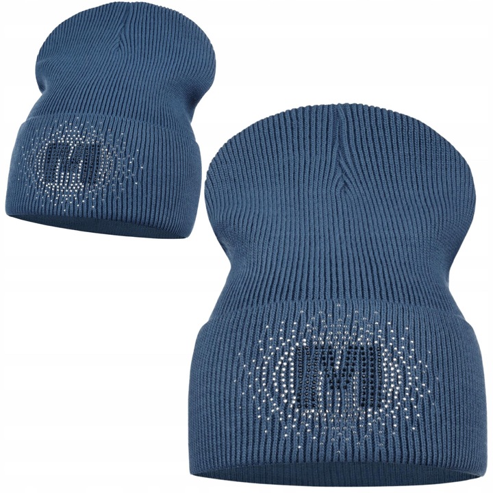 Дамска шапка бини Майка, дънки, изчистена, 100% акрил