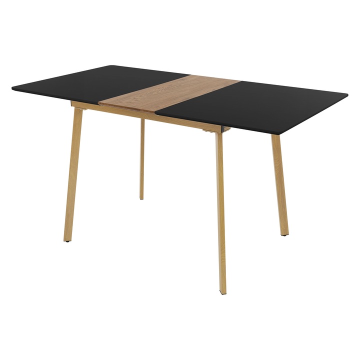 Masa extensibila pentru dining / bucatarie ML-Design, negru, MDF, 110/140x75x76,5 cm, design modern