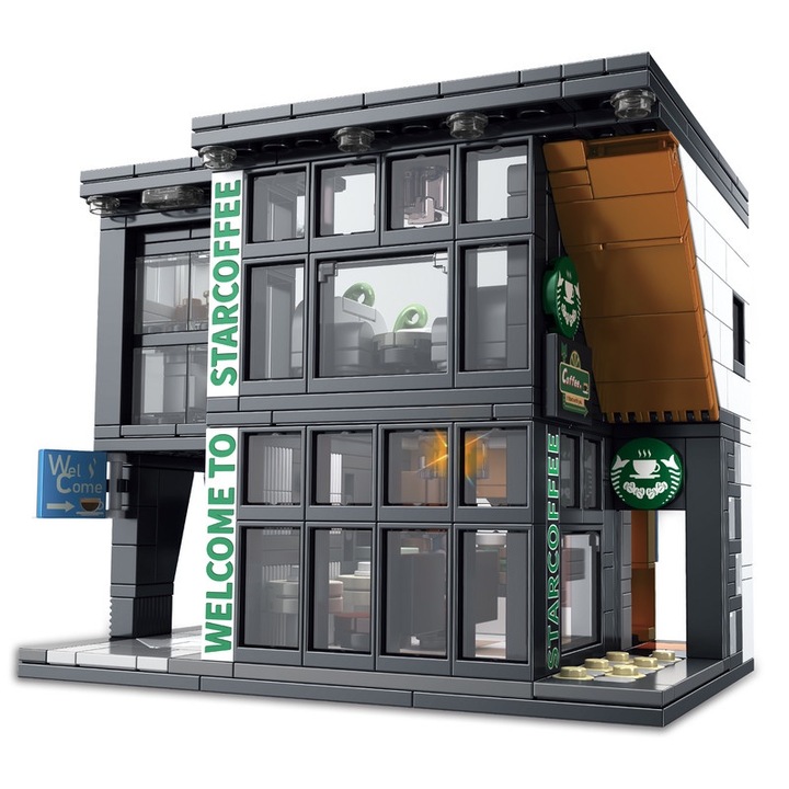 Set de constructie, Tai Gaole, 581 piese, cafenea tematica, cu iluminare