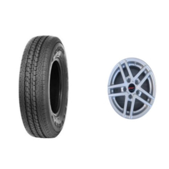Roata Completa, Janta Aliaj 6JX14 5/67/112 ET30 + Anvelopa Remorca Security 185 R14C 104N