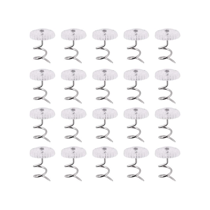 Set 50 ace de tapiterie pentru Huse Pat/canapaea, Clipsuri de fixare pilota, pentru Fixare Lenjerii de pat, Transparent, Rotund, Argintiu