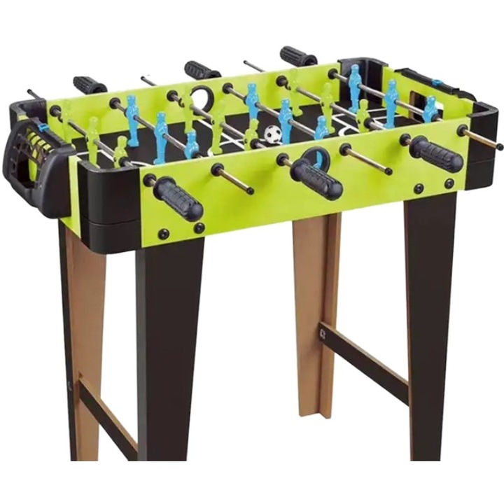 Masa de fotbal cu teren si 18 jucatori, 6 manere, cu Tablou pentru scor, fabricata din Metal si ABS, 70 x 59 x 64 cm, Multicolor/Verde