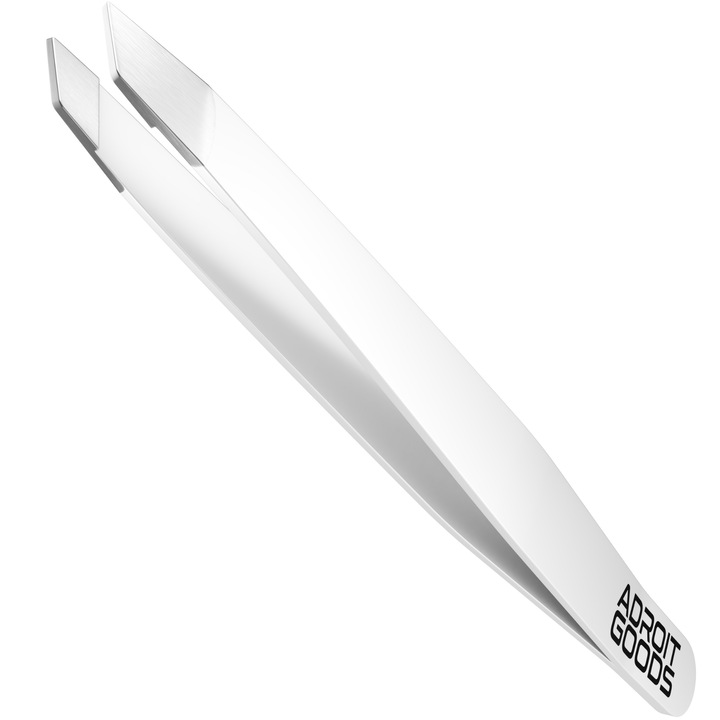 Пинсети за епилатор AdroitGoods - Наклонени - Неръждаема стомана - Професионални - Бели