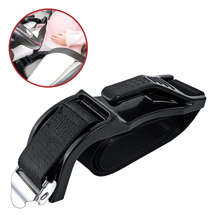 Deviator centura siguranta auto pentru gravide, ajustabil, ABS, universal, negru