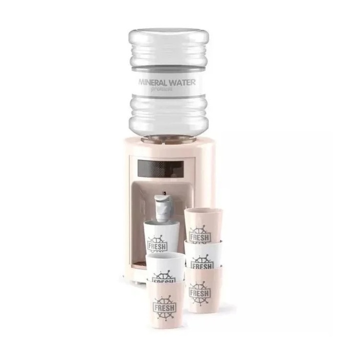 Dozator de apa de jucarie, pentru copii 3 ani+, cu lumini si sunete, 800ml, 11x30x11 cm, crem