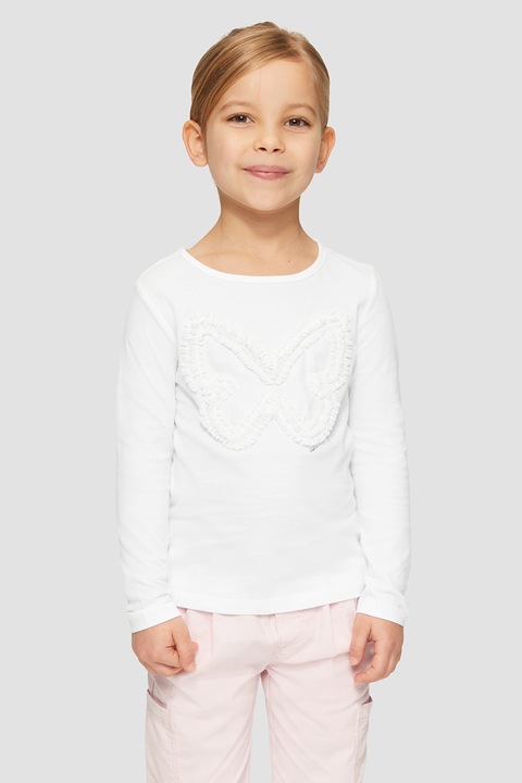 s.Oliver, Bluza cu detaliu fluture, Alb, 92-98 CM