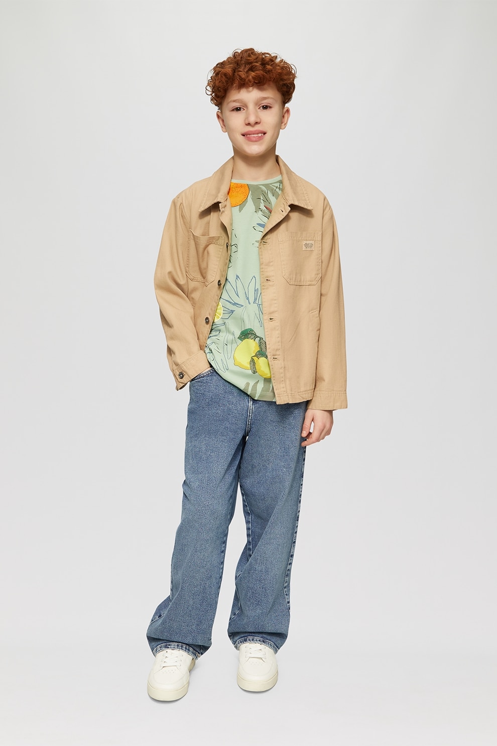 s.Oliver, Tricou cu model tropical, Kaki, Verde deschis, 134-140 CM