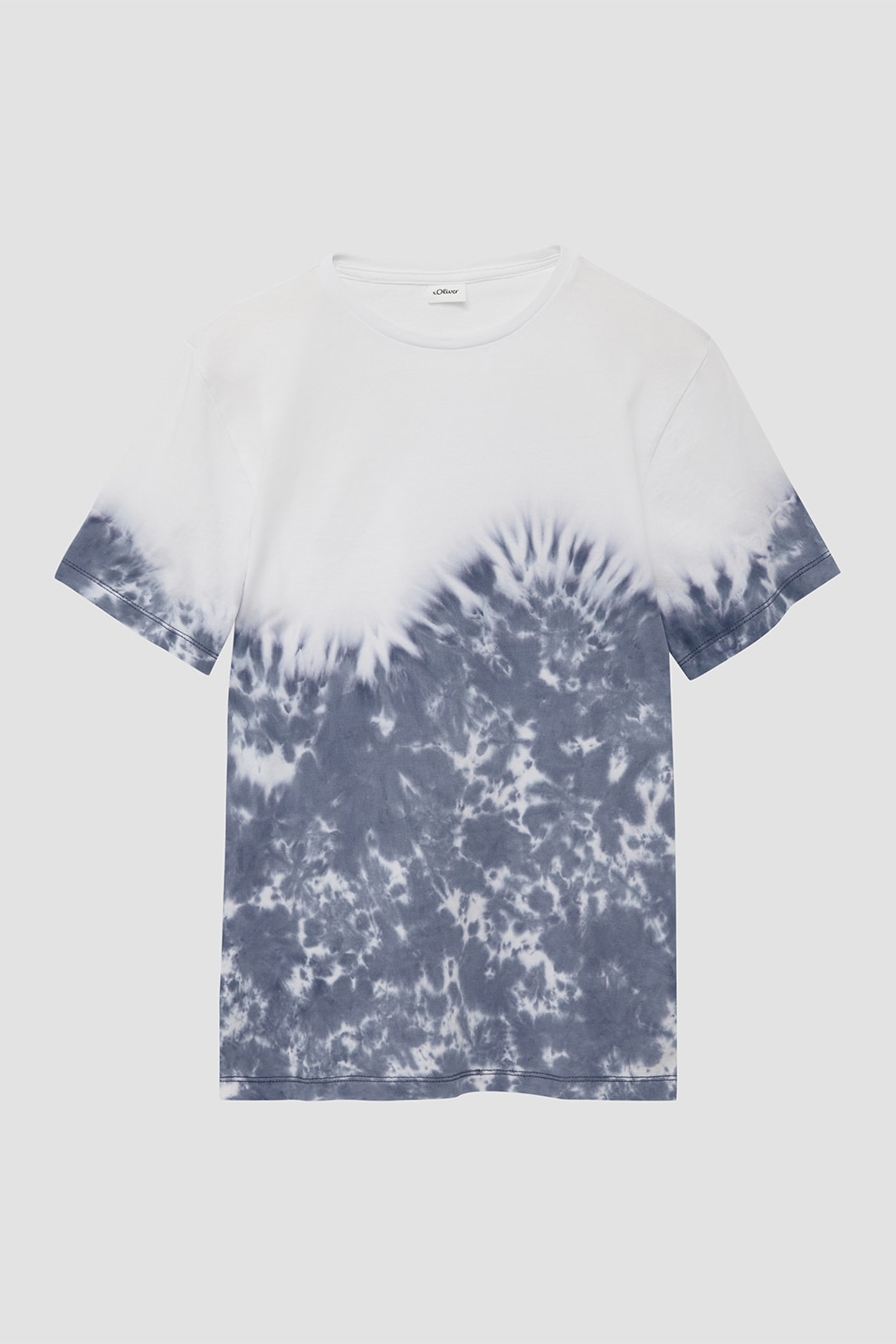 s.Oliver, Tricou cu model tie-dye, Alb, Albastru prafuit, 134-140 CM