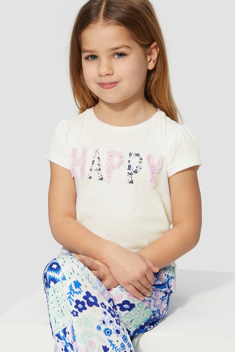 s.Oliver, Kerek nyakú mintás póló, Fehér/Rózsaszín/Kék