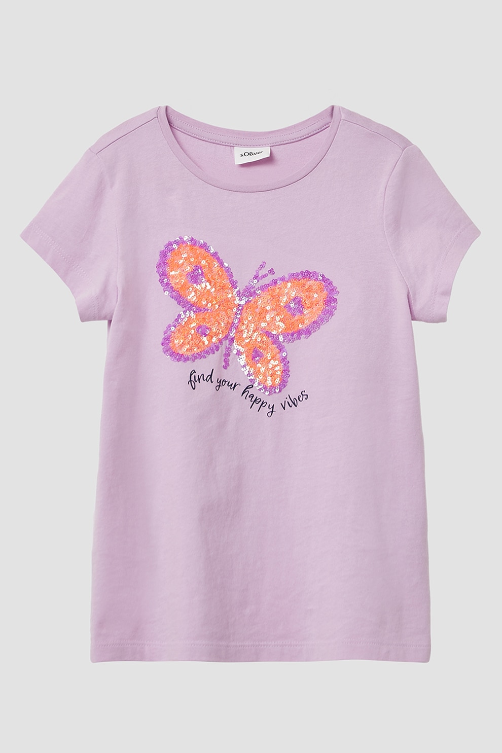s.Oliver, Tricou de bumbac cu paiete, Portocaliu, Lila, 92-98 CM