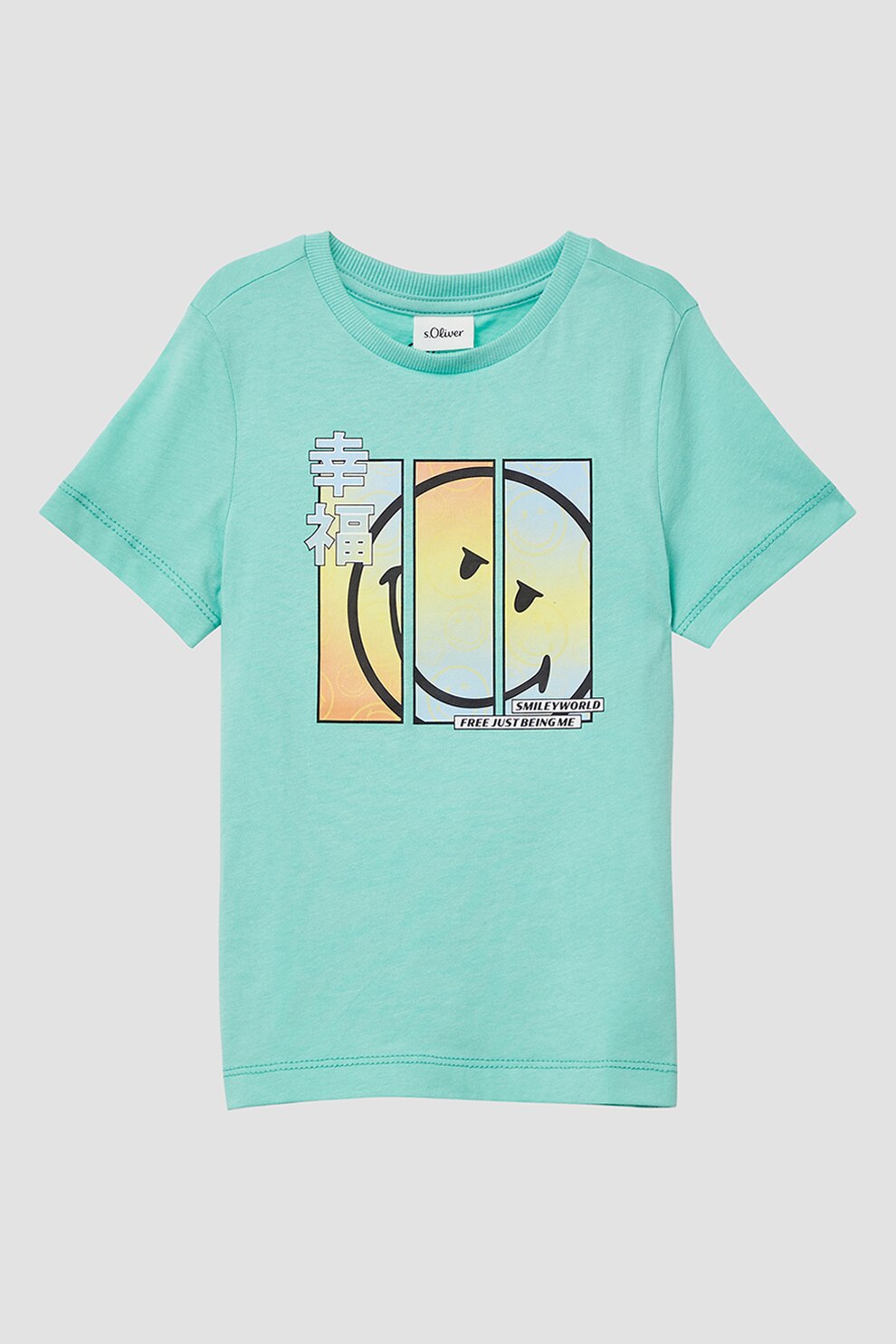s.Oliver, Tricou din bumbac cu imprimeu, Albastru aquamarin, 116-122 CM
