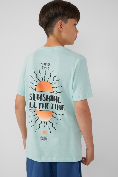 s.Oliver, Pamutpóló mintával a hátoldalán, Pasztellkék/Narancssárga/Koptatott fekete