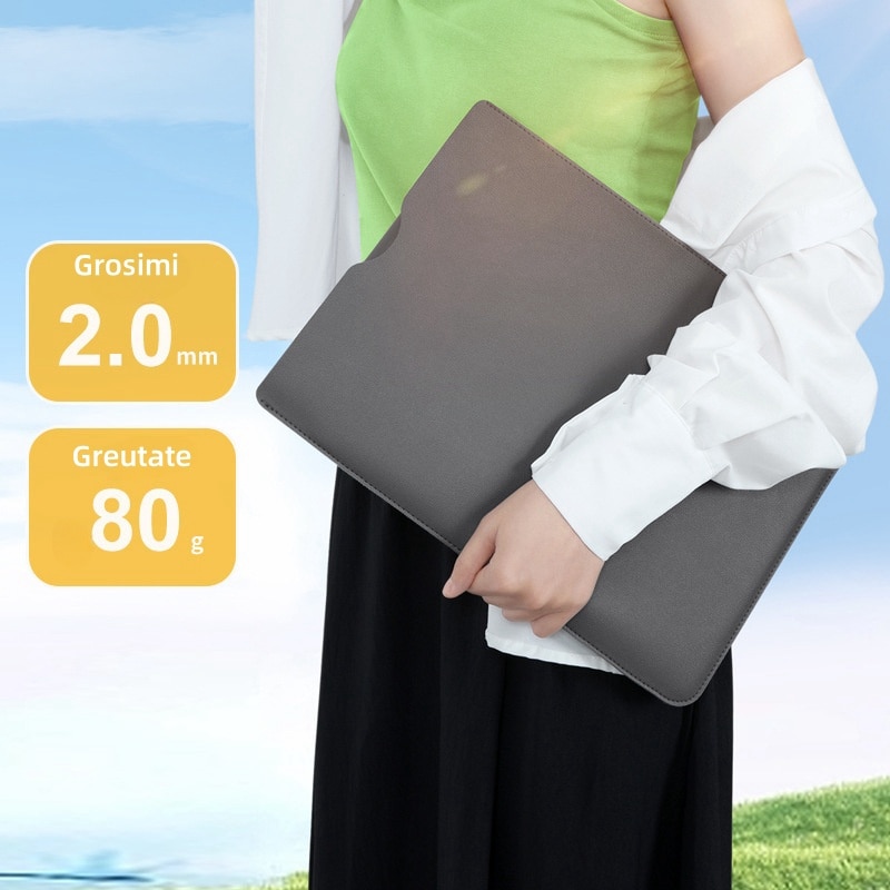 Carcasa de protectie pentru Tablet PC, 14 inch, capacitate mare, poate fi utilizata ca mouse pad, material PU, rezistent la uzura / impermeabil / rezistent la socuri, usor de transportat, gri