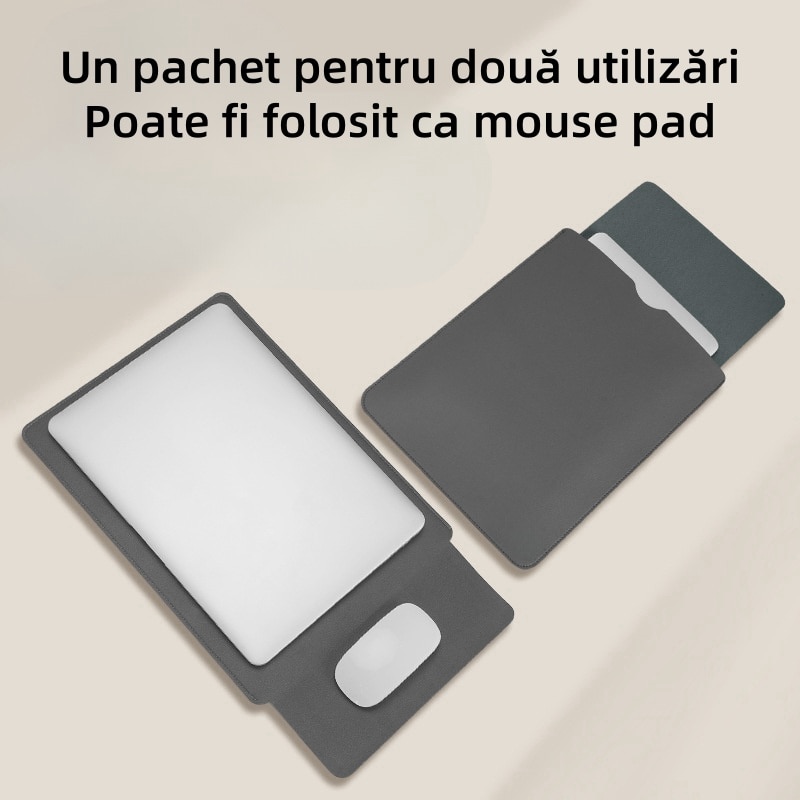 Carcasa de protectie pentru Tablet PC, 14 inch, capacitate mare, poate fi utilizata ca mouse pad, material PU, rezistent la uzura / impermeabil / rezistent la socuri, usor de transportat, gri
