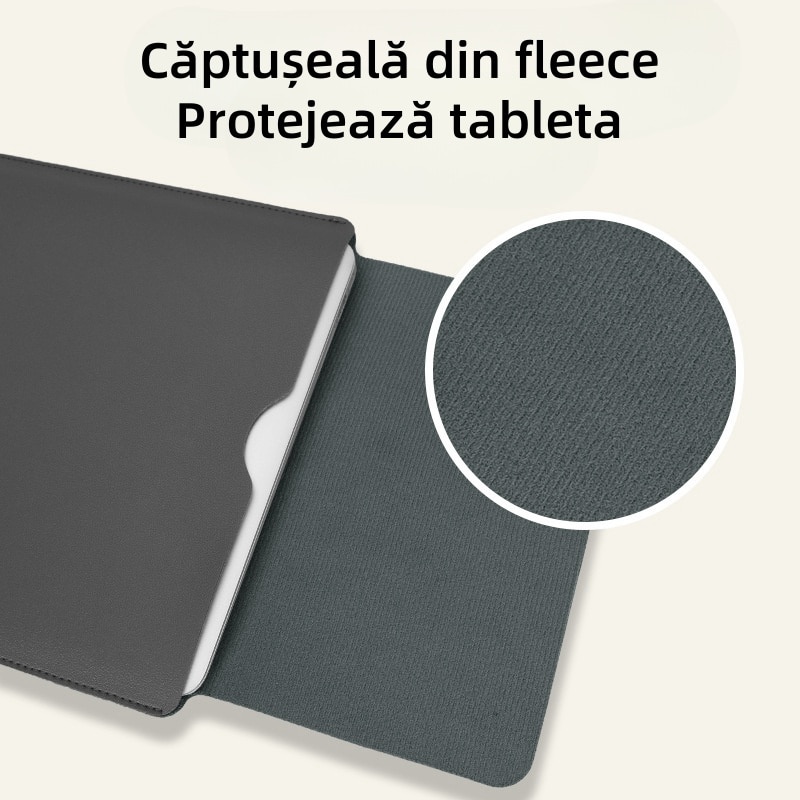 Carcasa de protectie pentru Tablet PC, 14 inch, capacitate mare, poate fi utilizata ca mouse pad, material PU, rezistent la uzura / impermeabil / rezistent la socuri, usor de transportat, gri