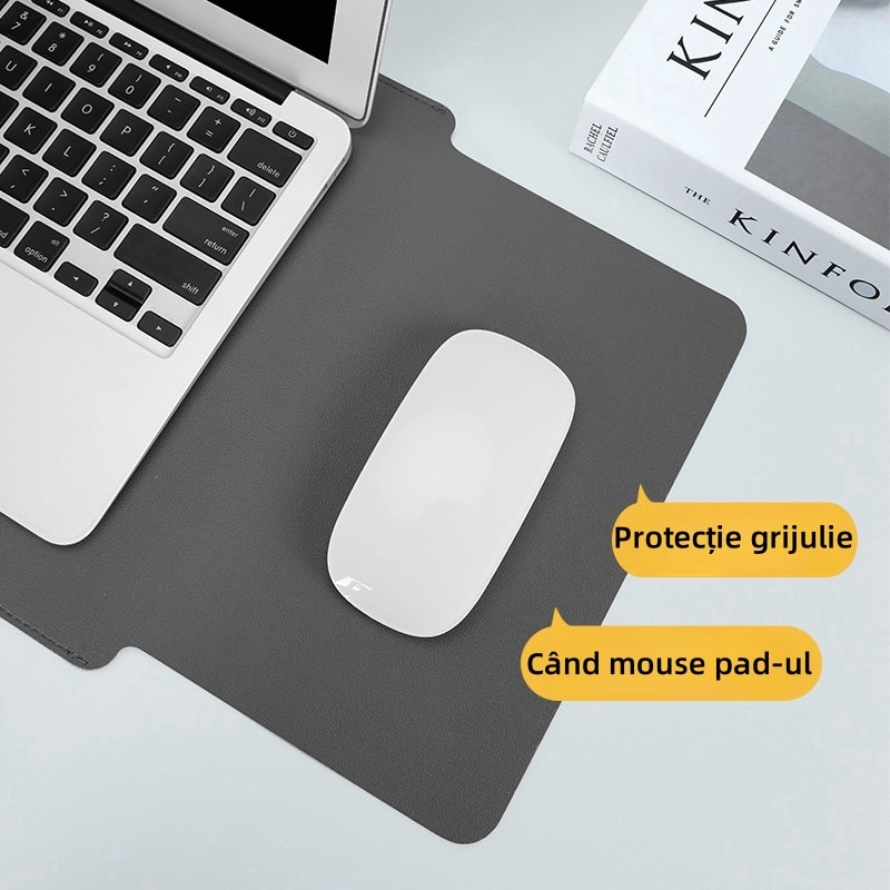 Carcasa de protectie pentru Tablet PC, 14 inch, capacitate mare, poate fi utilizata ca mouse pad, material PU, rezistent la uzura / impermeabil / rezistent la socuri, usor de transportat, gri