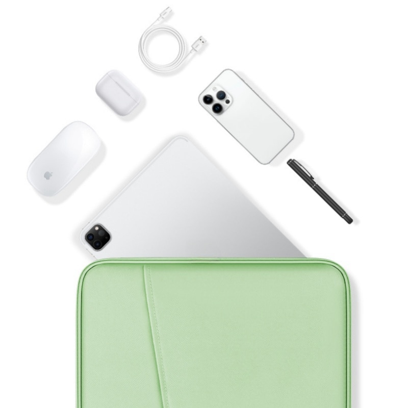 Carcasa de protectie pentru tableta, 13 inch, stocare multistrat, impermeabila si rezistenta la uzura, material nailon, mica si portabila, verde proaspat