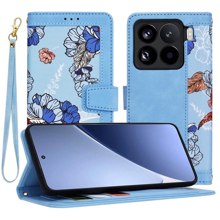 Калъф за Xiaomi 15 Pro, I65, Еко кожа, Vibrant Blue