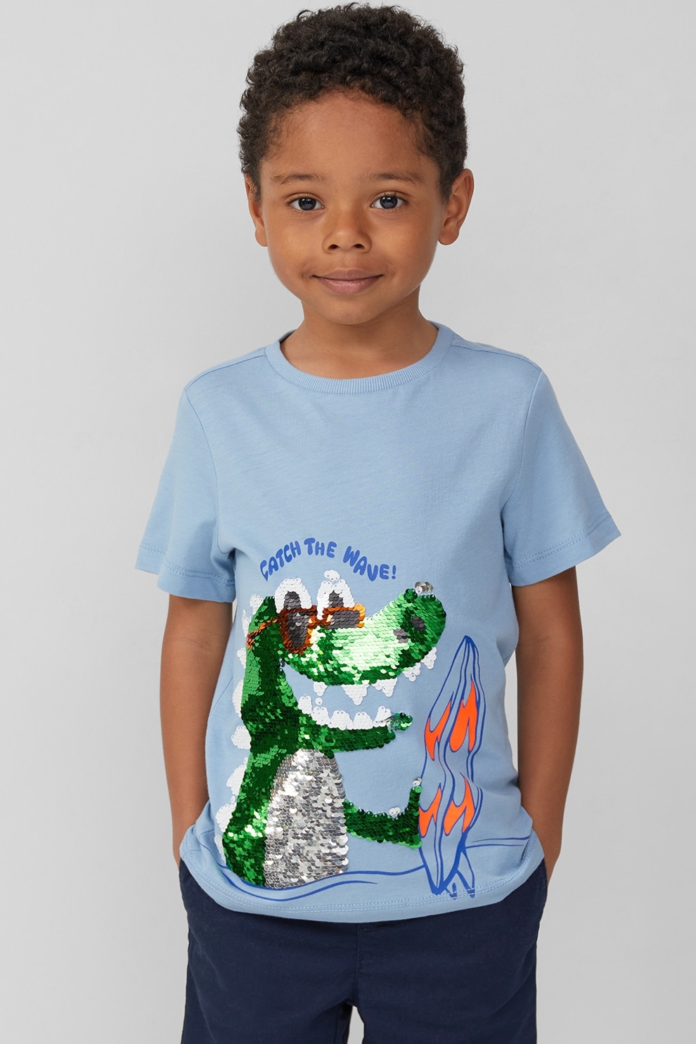 s.Oliver, Tricou regular-fit cu imprimeu grafic, Verde, Albastru pastel, Portocaliu, 104-110 CM