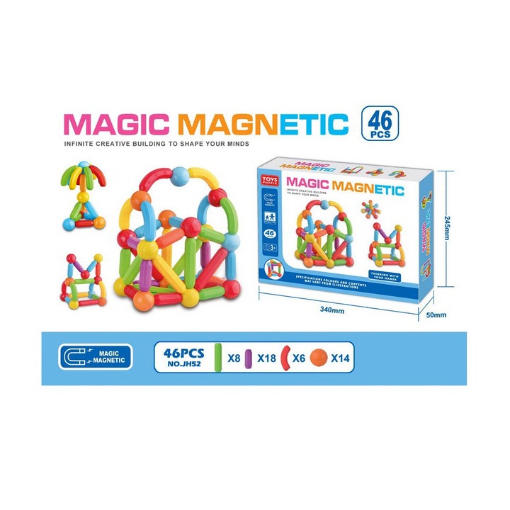 Set de Blocuri Magnetice de Constructie 46 de piese