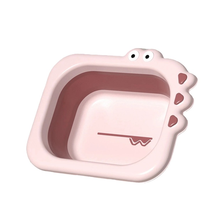 Сгъваема мивка, от Fitilomania, за деца, изработена от PP/TPE, преносима, модел крокодил, 30x24.5x9 см, розова