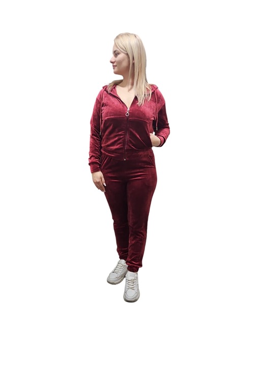 Női tréningruha Puha bársony cipzárral és hosszú ujjú, Visiniu, Bordó, XL