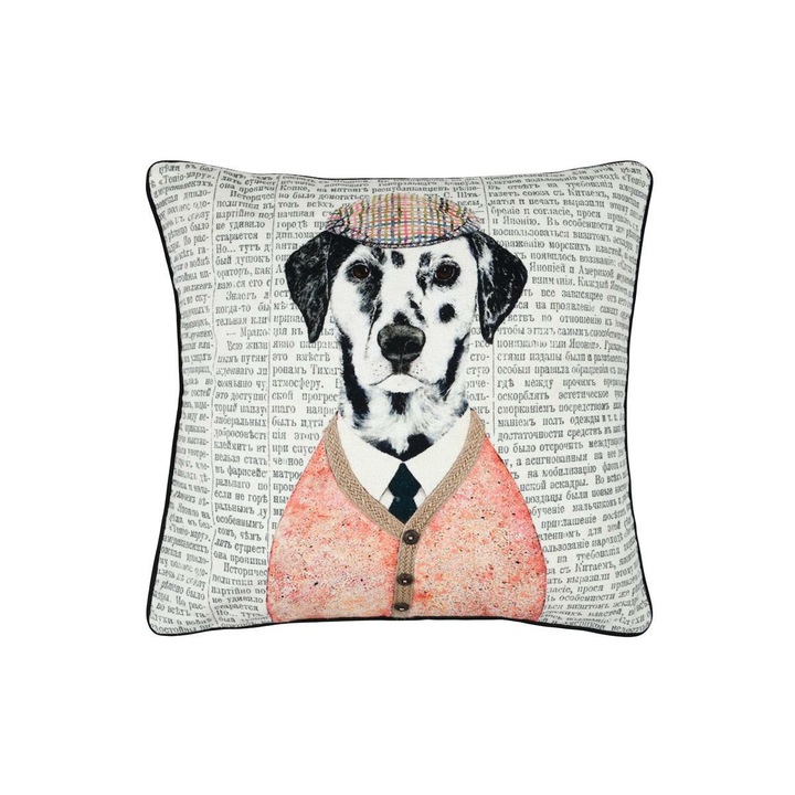 Perna Decorativa, Stof, Peter, C1D111001, 45X45 Cm, Motiv De Modern, Design Unic, Patrat, Stil Loft, Poliester, Crem/Negru